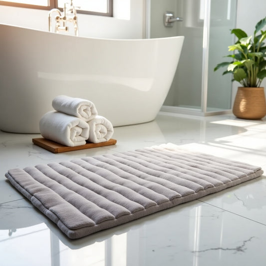 Gray Cushioned Bath Mat for Toddlers – Safe & Comfortable